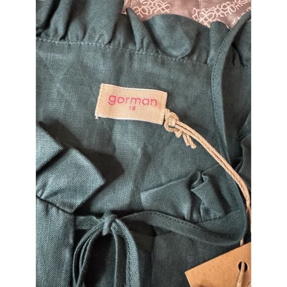 NWT Sz 18 Gorman x Tara Whalley Mirror Green 100% Linen Dress Plus Summer - Picture 5 of 13